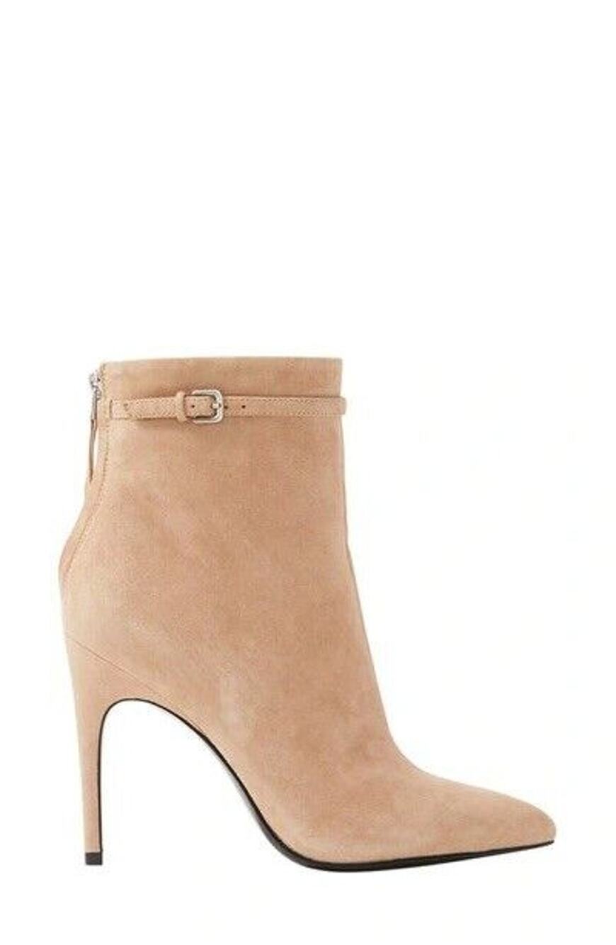 $500 REISS Ashton Pointed Toe ZIP Bootie Biscuit BEIGE SUEDE HEEL 42 (s2.20)